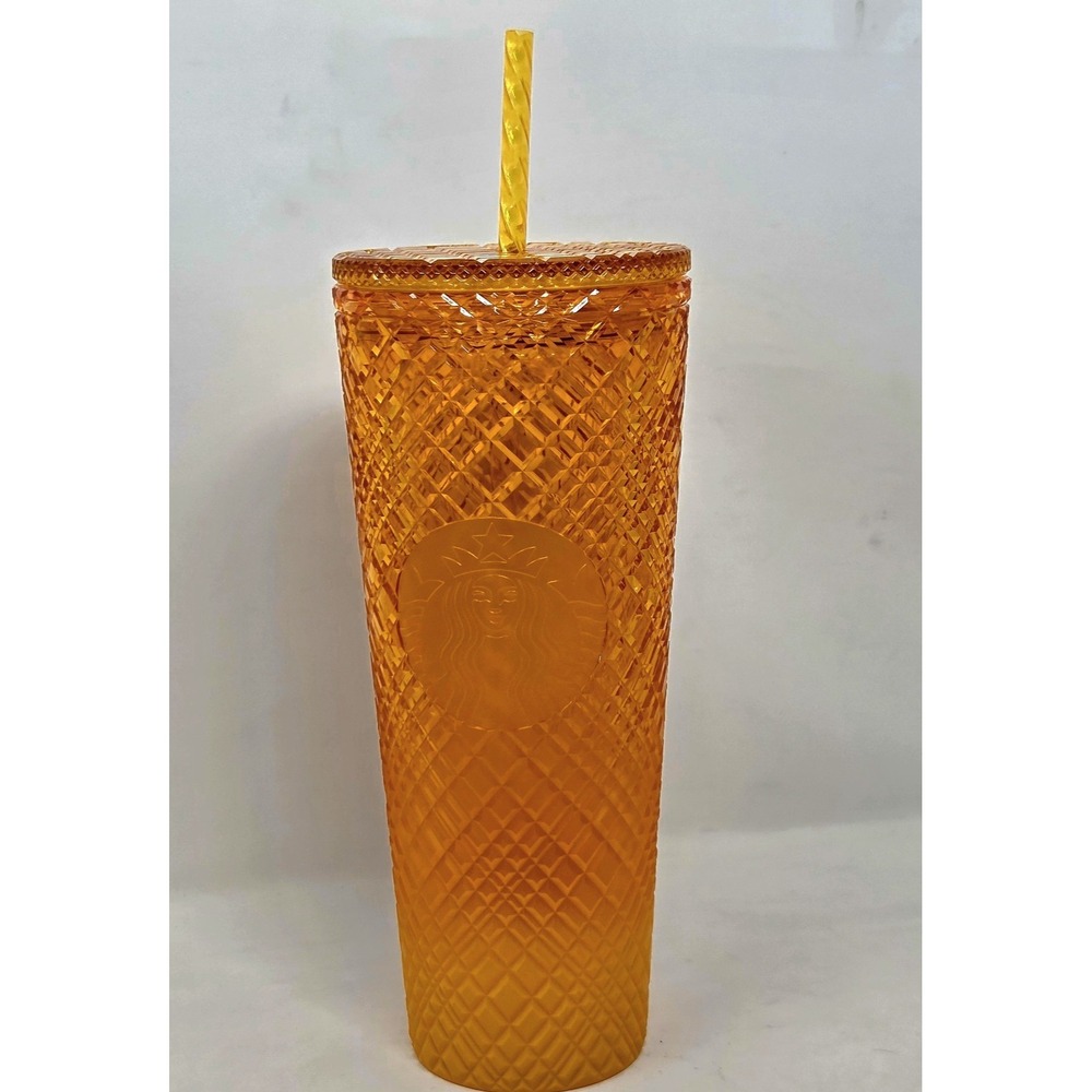 NEW Starbucks 2022 Summer Orange MANGO OMBRE Jeweled Venti Cold Cup Tumbler 24oz